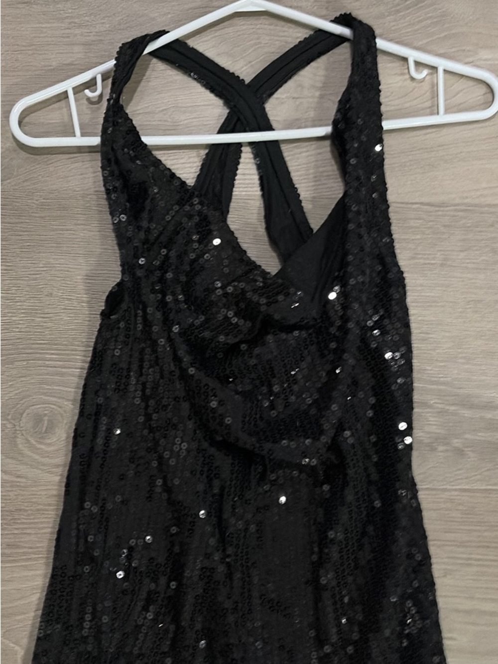 VENUS Black Sequin Camisole with Crisscross Back